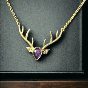 Amethyst Deer Head Necklace